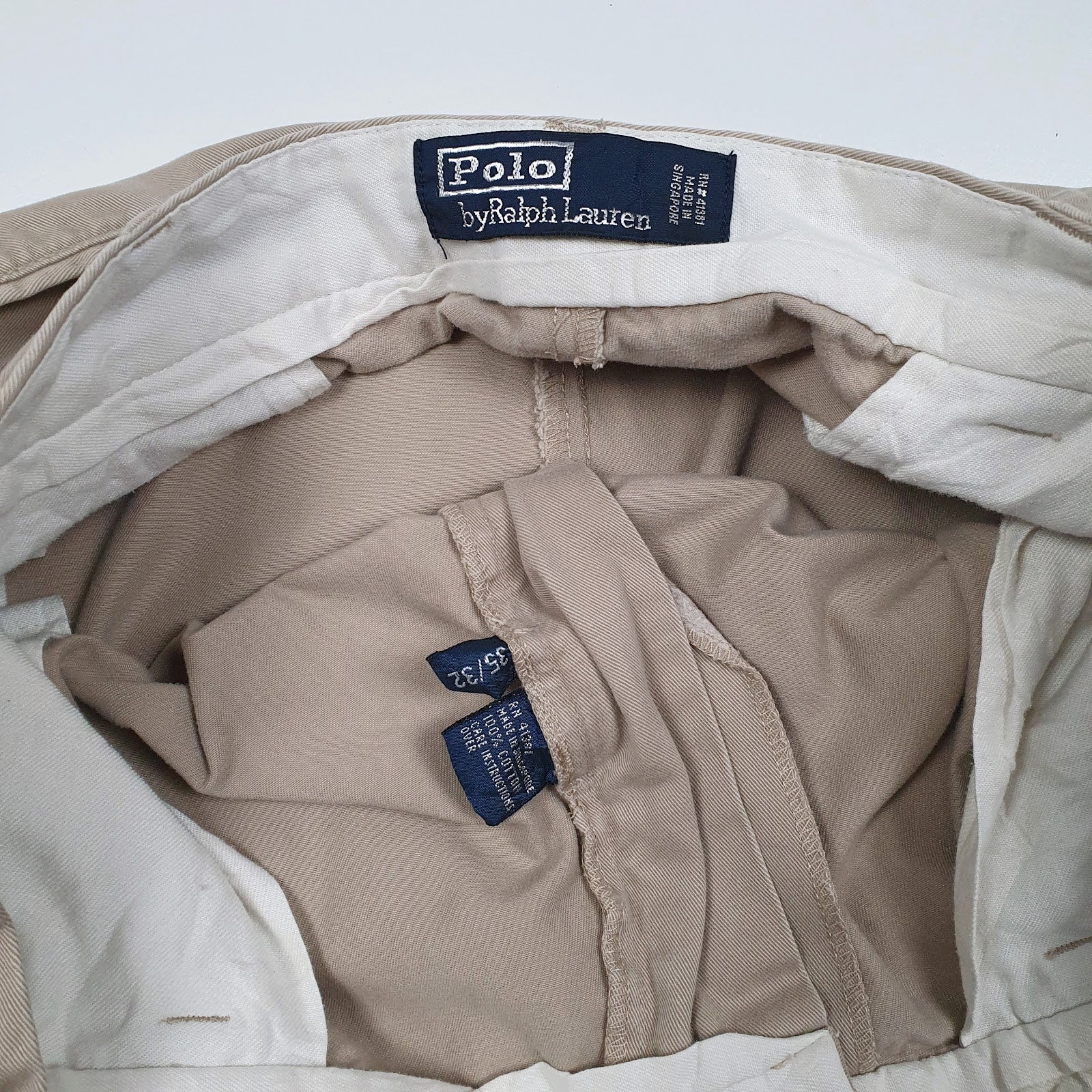 Mens Beige Polo Ralph Lauren Double Pleated  Trousers