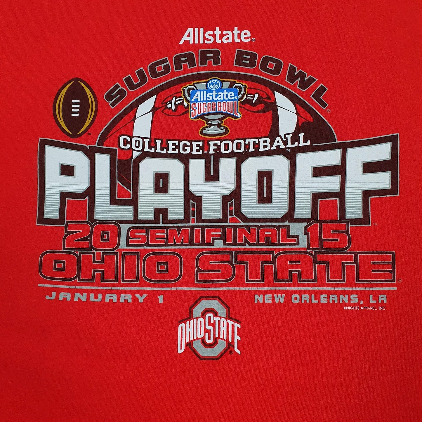Mens Red Gildan Ohio State Sugar Bowl 2015  T Shirt