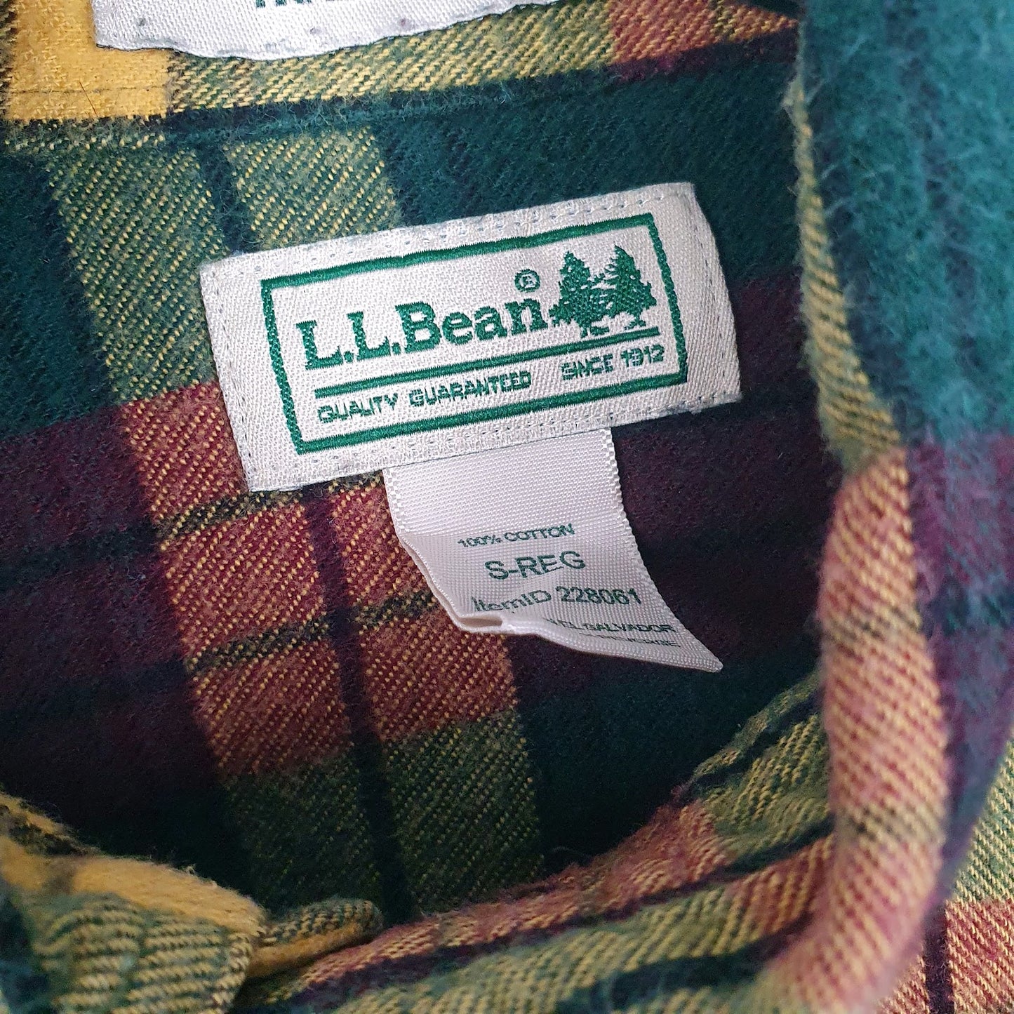 Mens Green L.L.Bean Flannel  Shirt