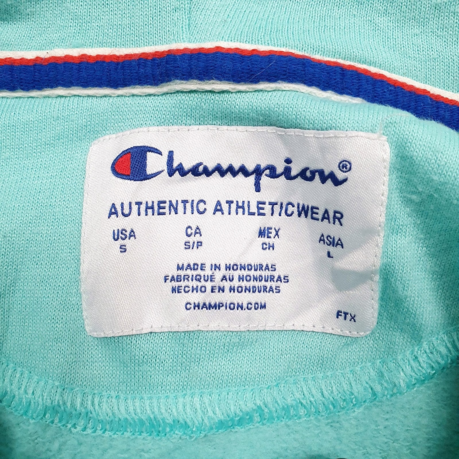 Mens Blue Champion Spellout Hoodie Jumper