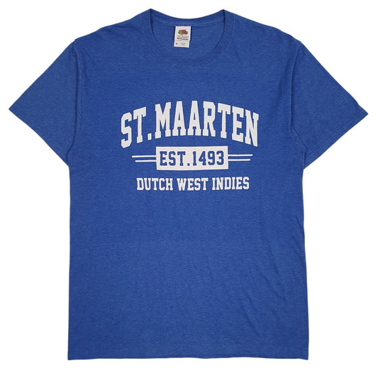 Mens Blue Fruit Of The Loom  Short Sleeve T Shirt