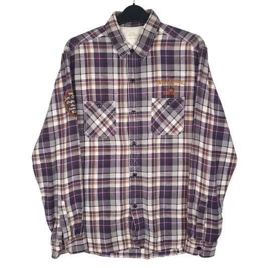 Mens Purple Unbranded Flannel Long Sleeve Shirt