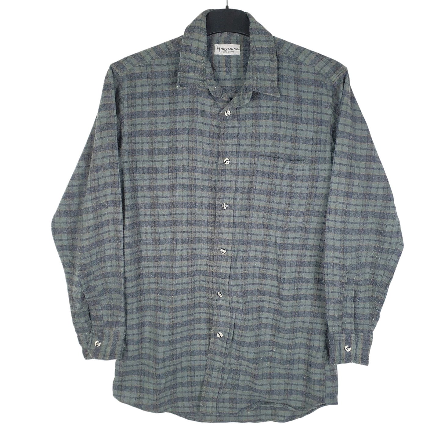 Mens Grey Florymond Vintage Flannel Long Sleeve Shirt