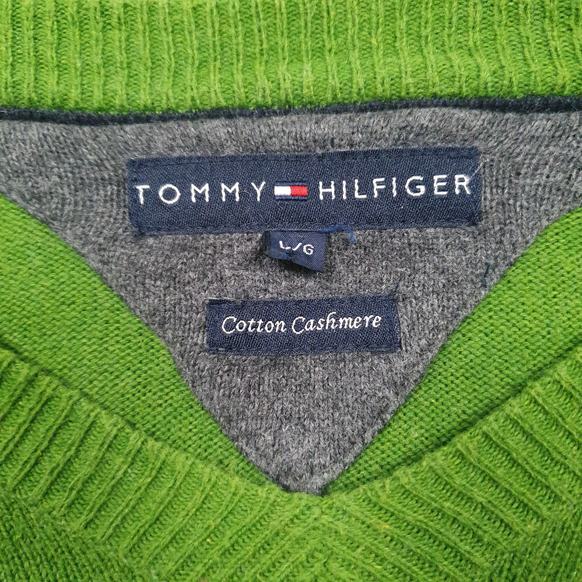 Womens Green Tommy Hilfiger  V Neck Jumper