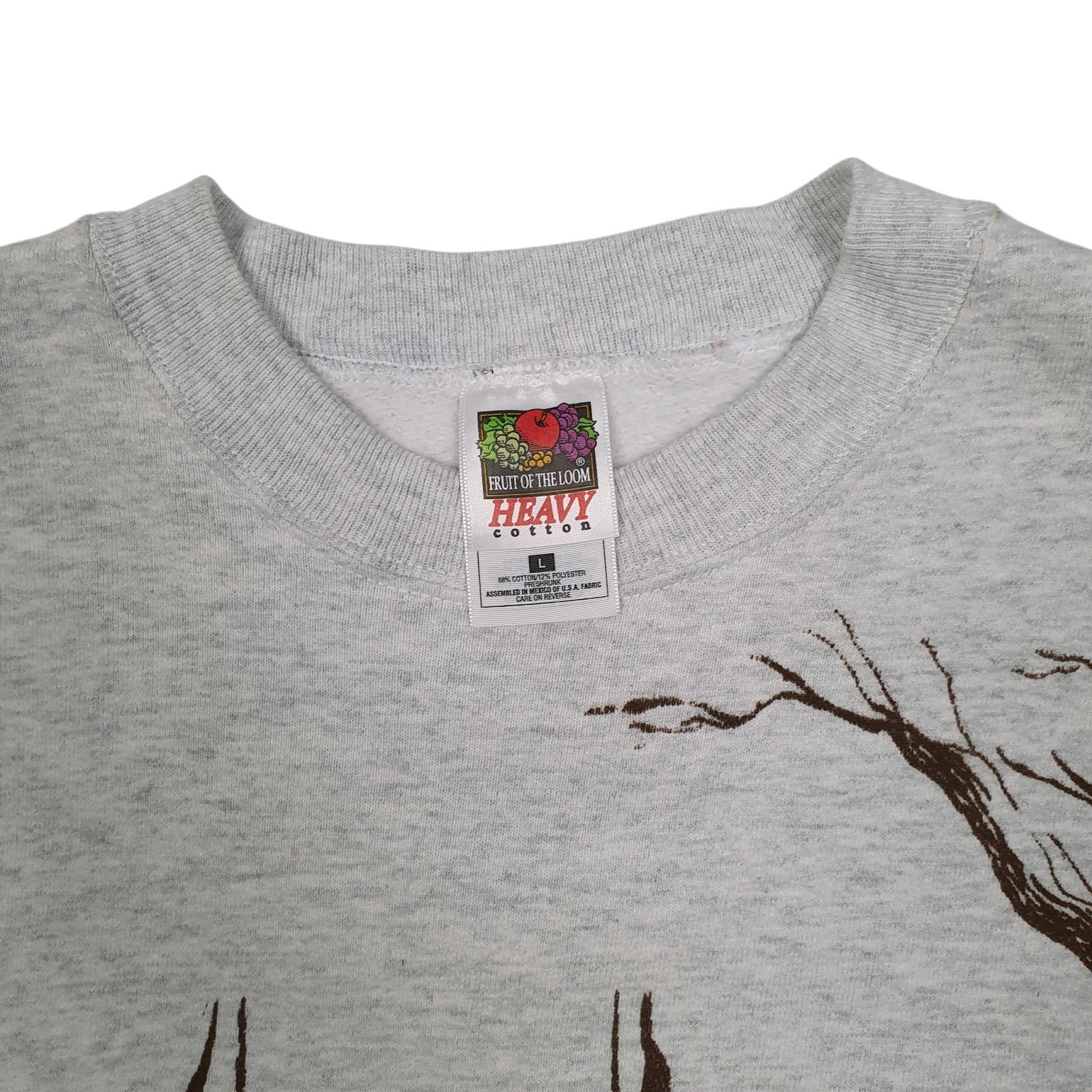 Mens Grey Fruit Of The Loom Wildlife Crewneck Jumper