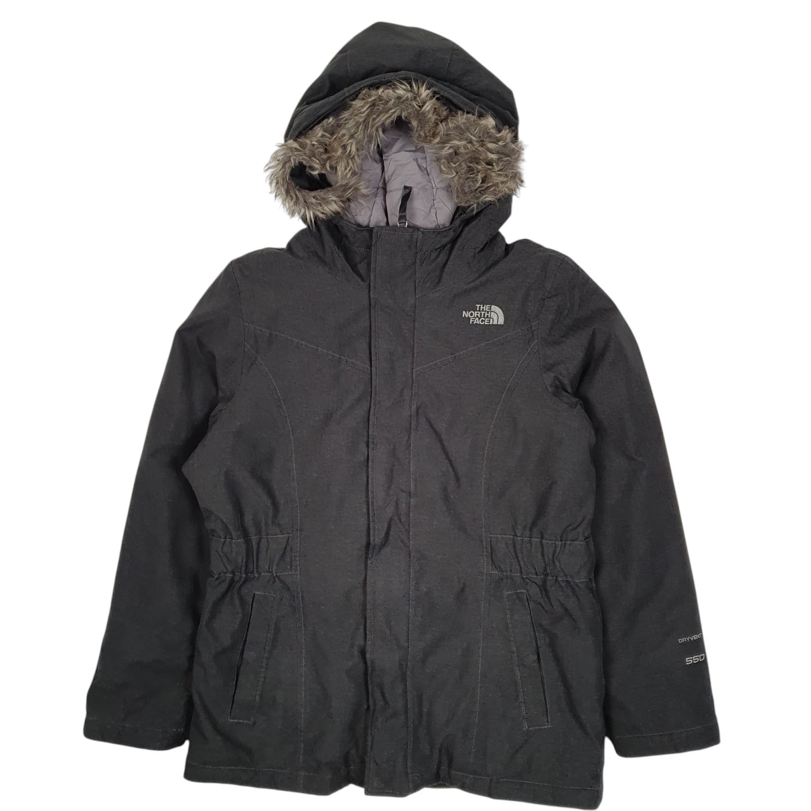 Womens Grey The North Face Puffer Quarter Zip Coat