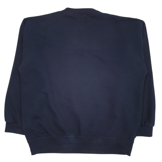 Mens Navy Deluxe Vee Sweats Vintage Graphic V Neck Jumper