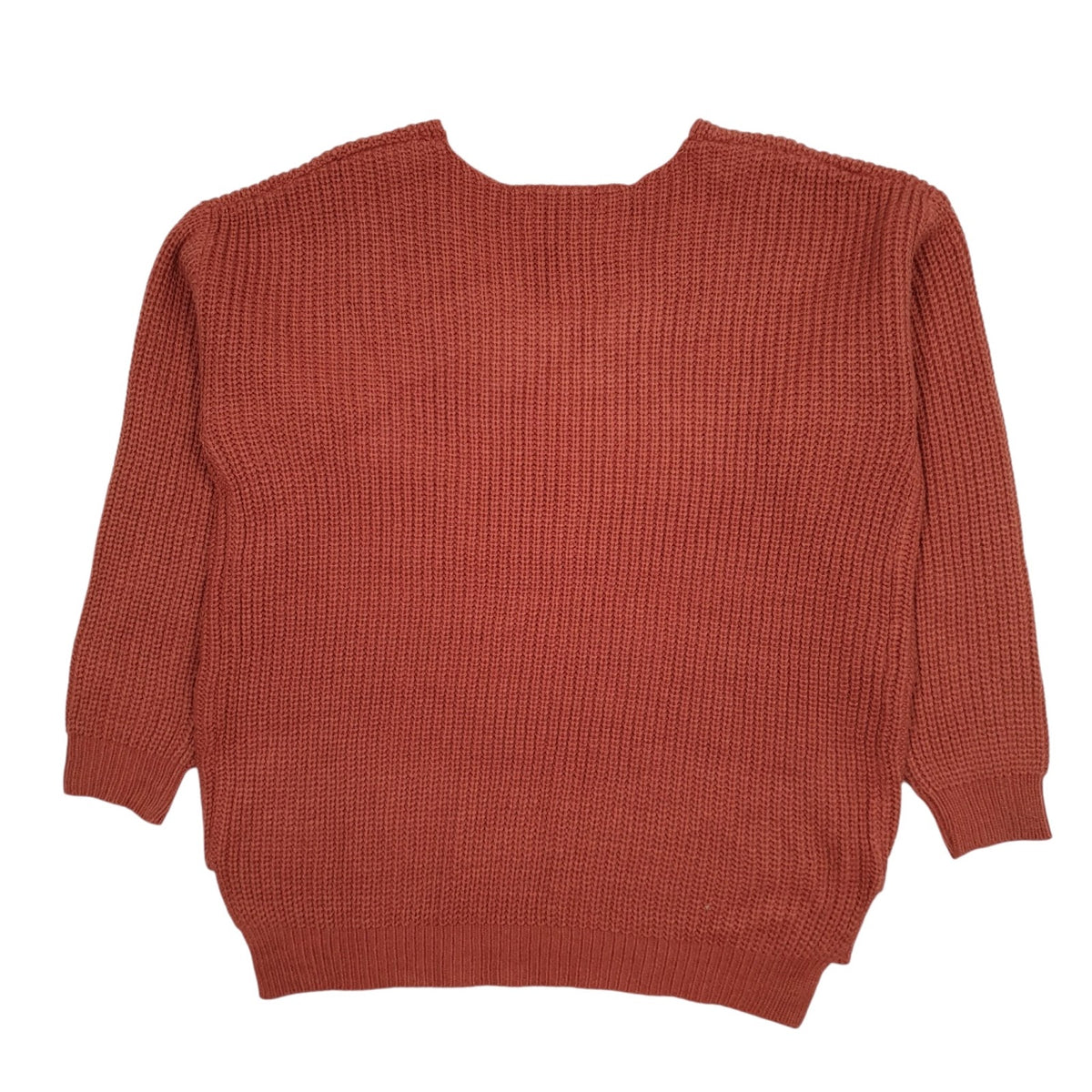 Womens Burgundy Unbranded Chunky Knit V Neck Jumper