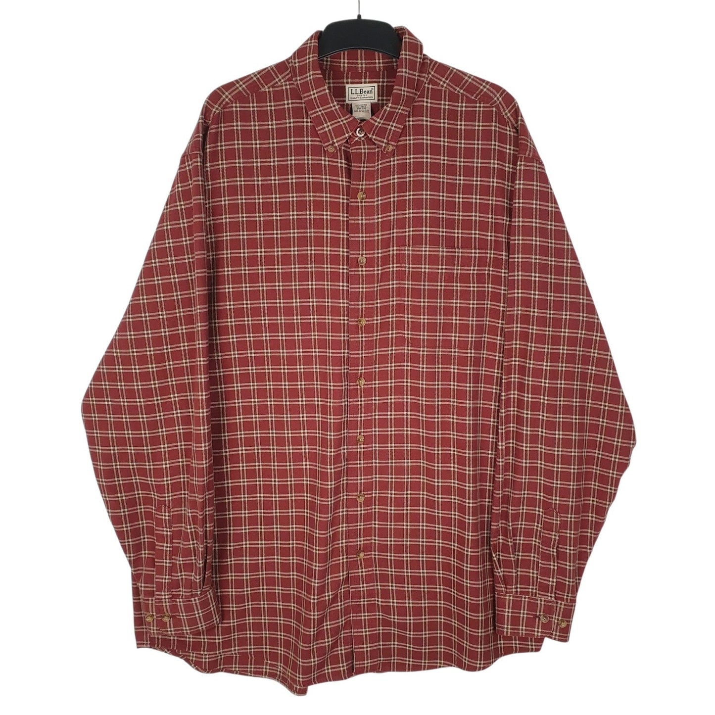 Mens Red L.L.Bean Flannel Long Sleeve Shirt