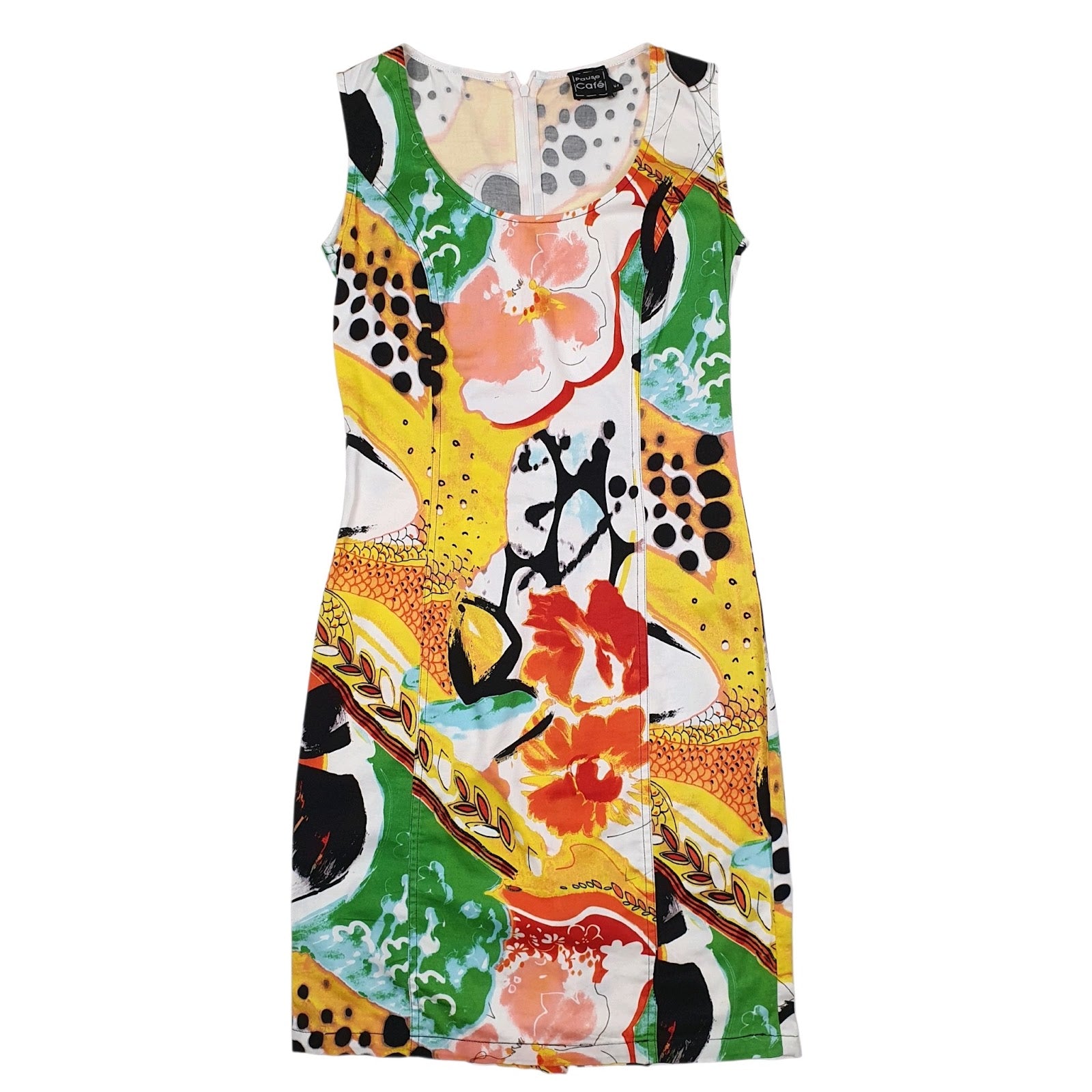 Womens Yellow Pause Cafe  Sleeveless Dress