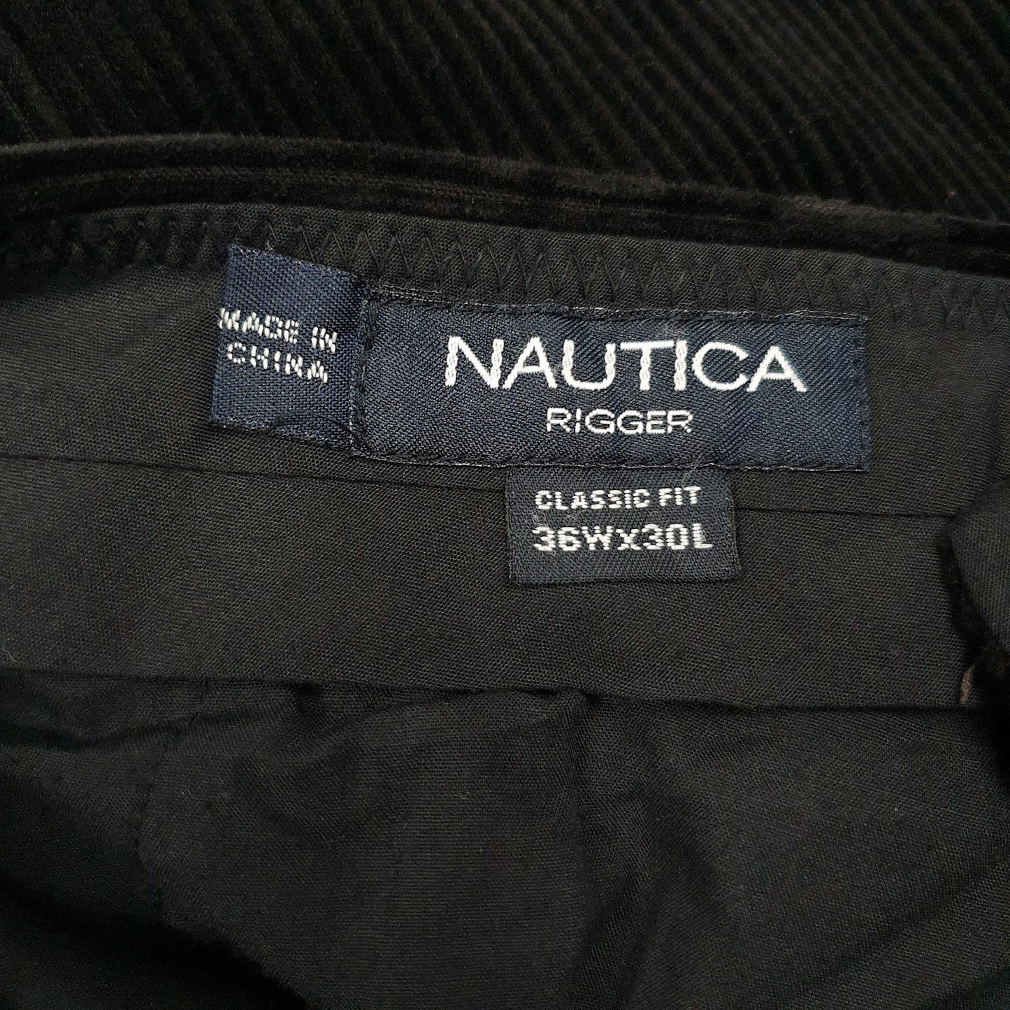 Mens Black Nautica Rigger Pleated  Trousers