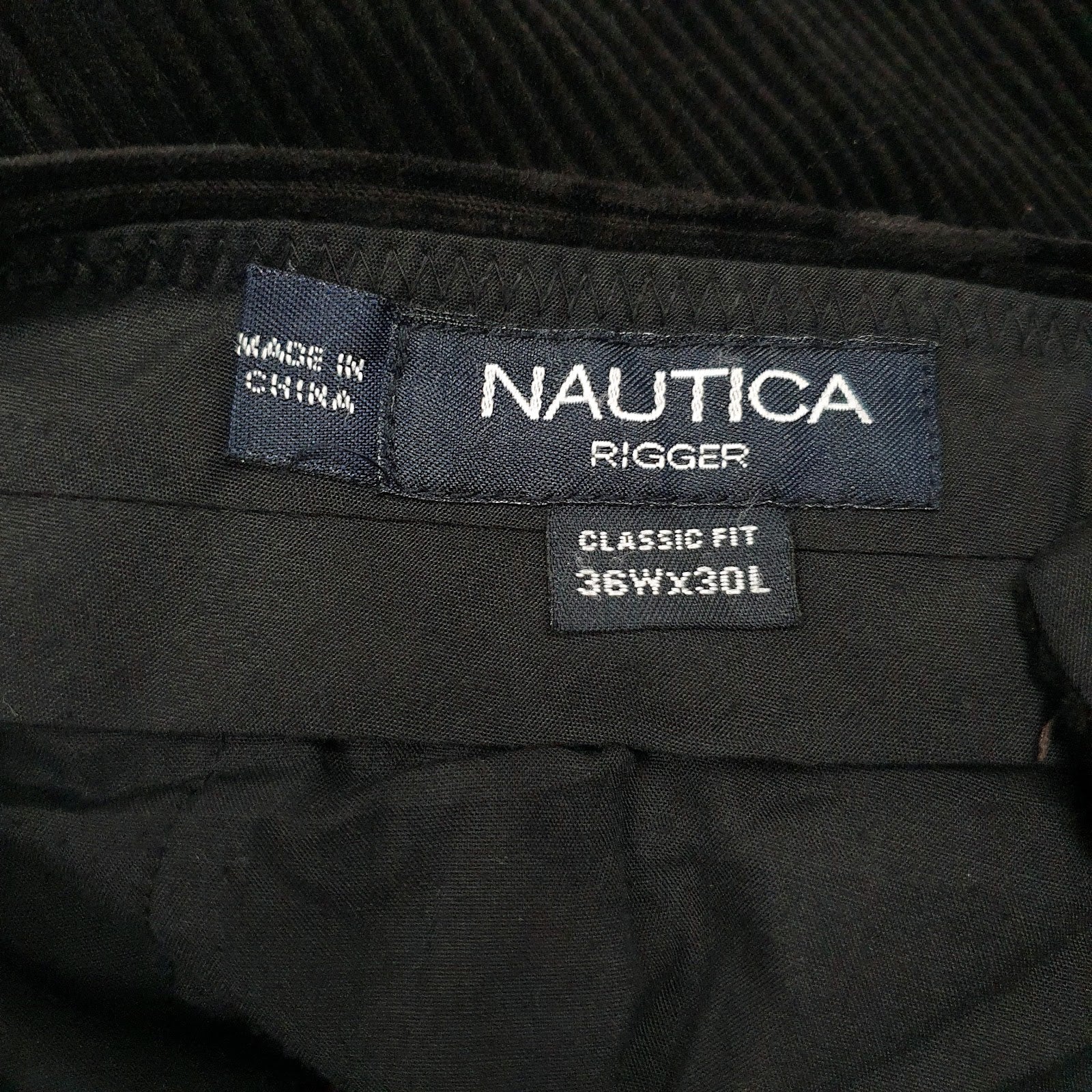 Mens Black Nautica Rigger Pleated  Trousers