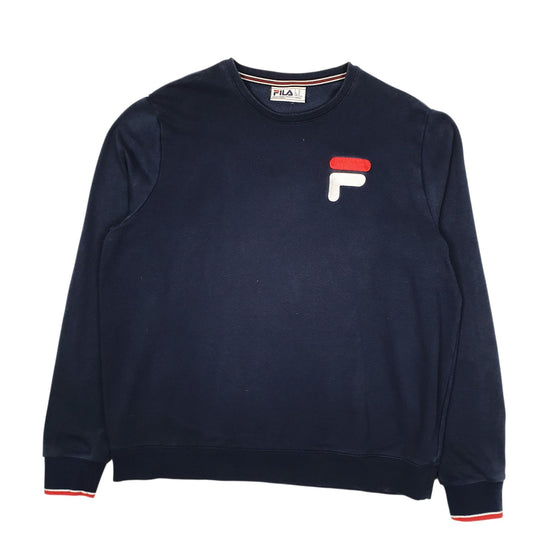 Mens Navy Fila  Crewneck Jumper