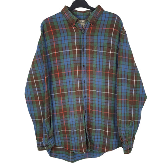 Mens Blue L.L.Bean Flannel Long Sleeve Shirt