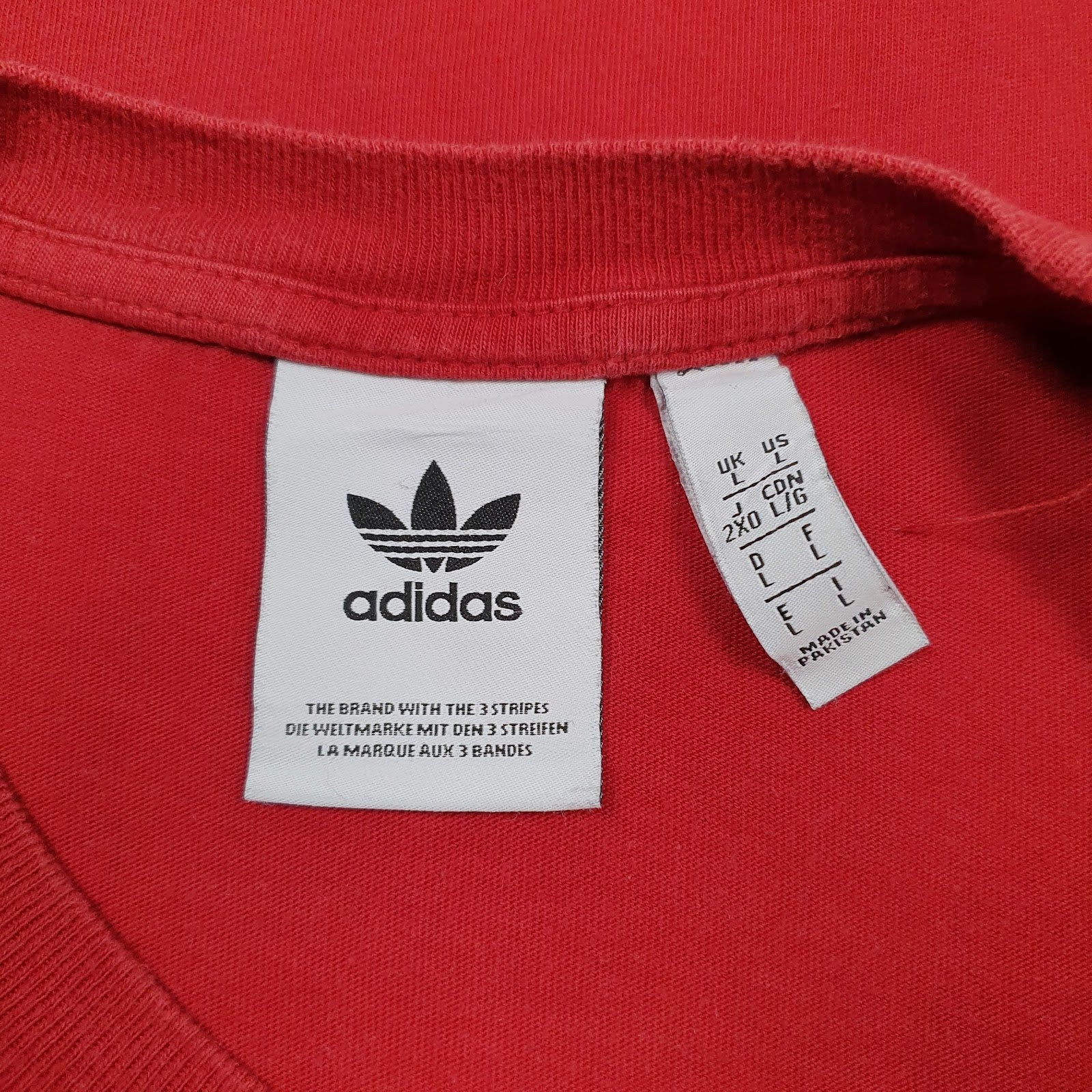 Mens Red Adidas Spellout  T Shirt
