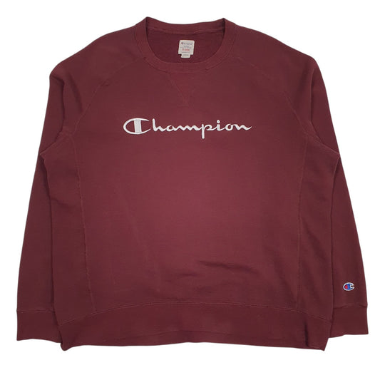 Mens Burgundy Champion Spellout Crewneck Jumper