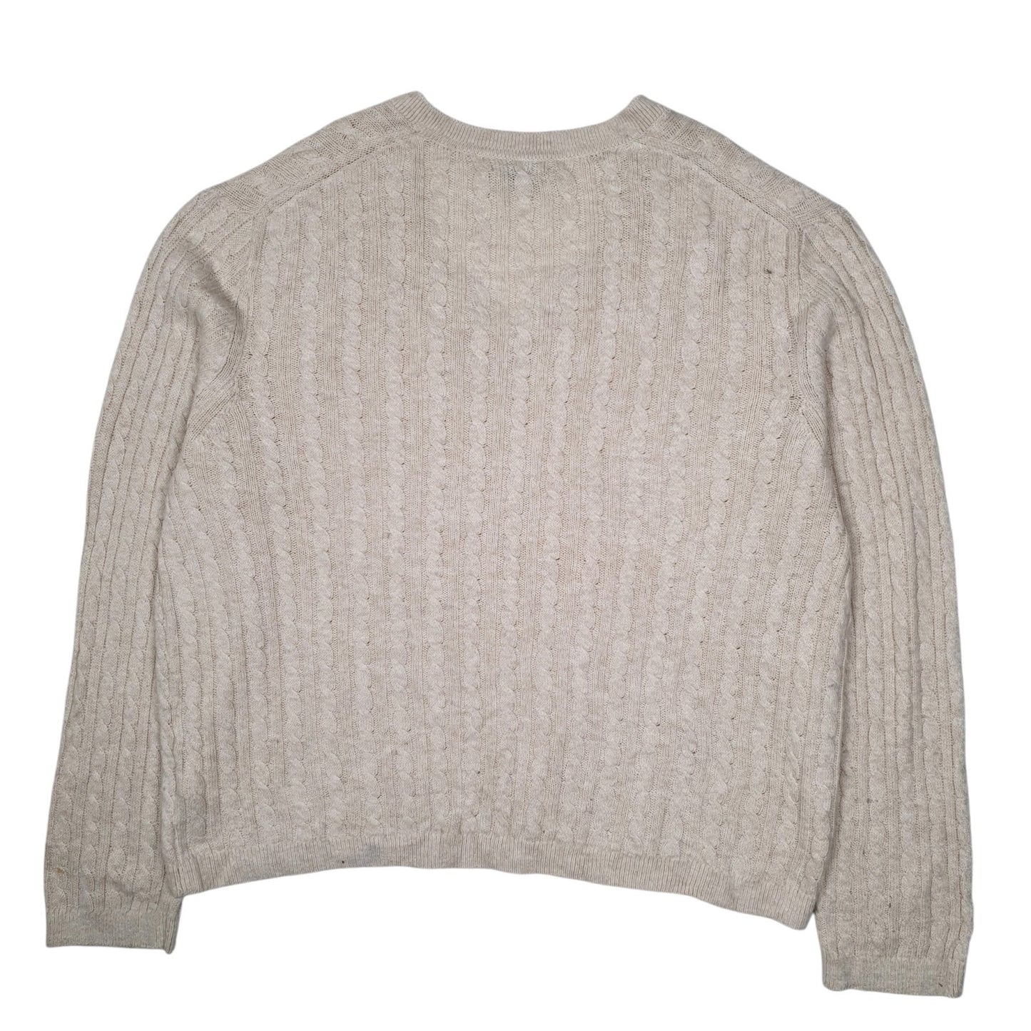 Womens Cream Tommy Hilfiger Cable Knit V Neck Jumper