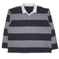 Mens Grey Hanes Rugby Long Sleeve Polo Shirt
