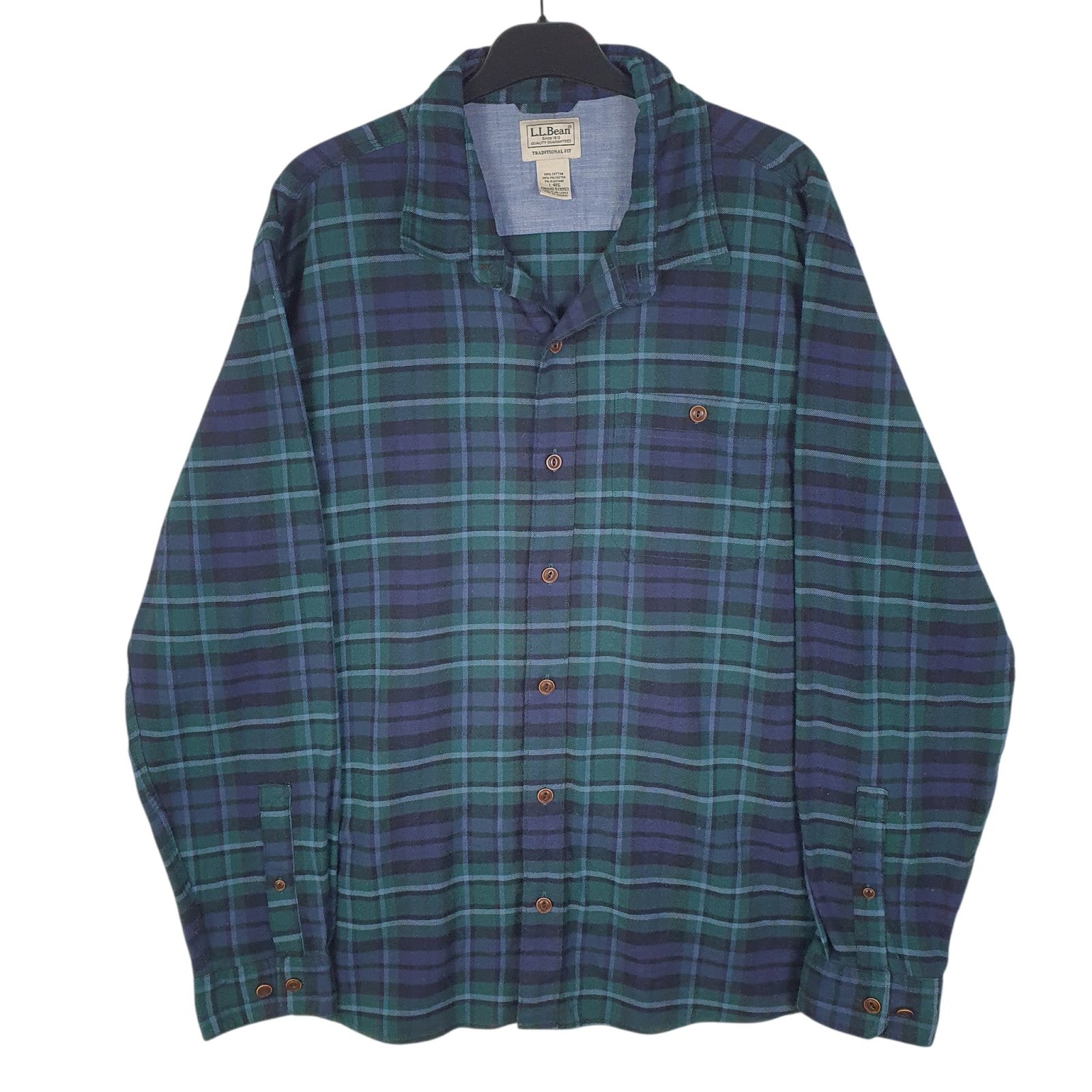 Mens Green L.L.Bean Flannel Long Sleeve Shirt
