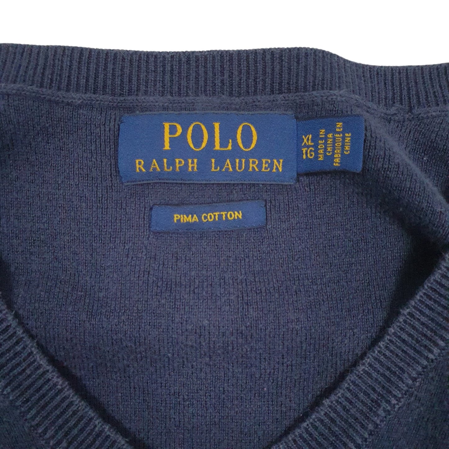Mens Navy Polo Ralph Lauren Pima Gilet Jumper