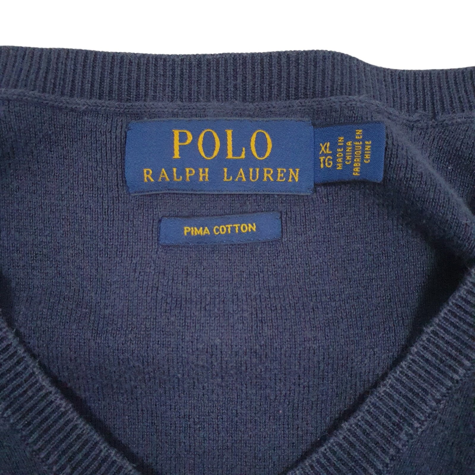 Mens Navy Polo Ralph Lauren Pima Gilet Jumper