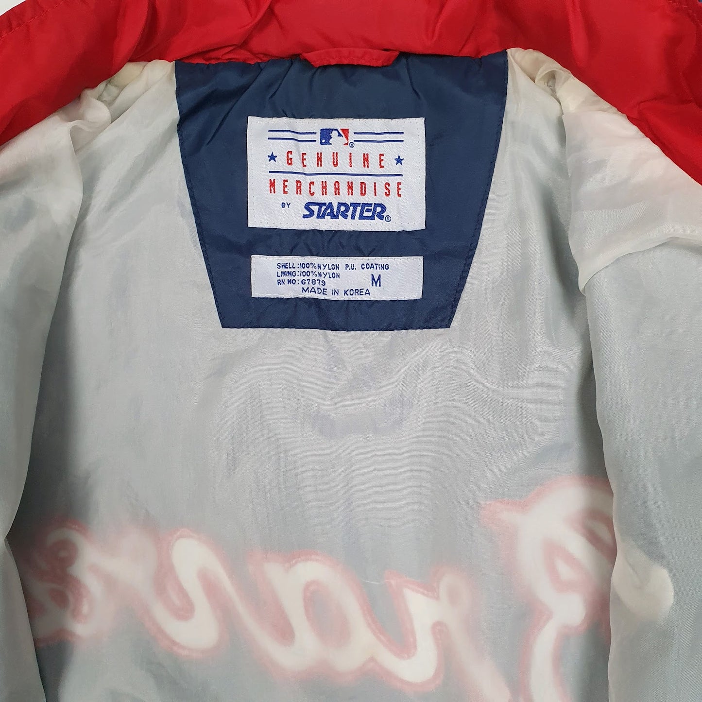 Mens Navy Starter Vintage 90s MLB Atlanta Braves Baseball Hoodie Coat