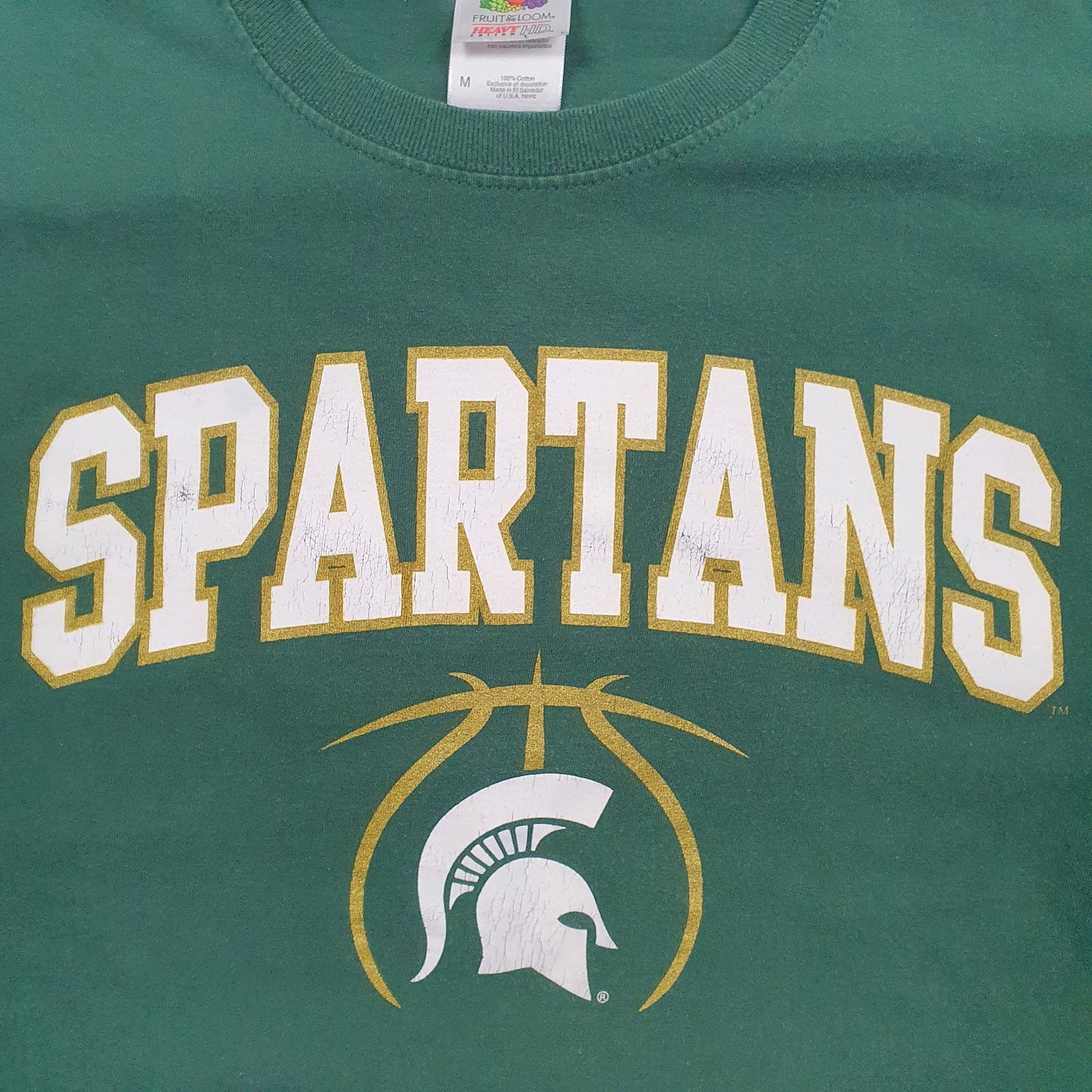 Mens Green Fruit Of The Loom Spartans  T Shirt