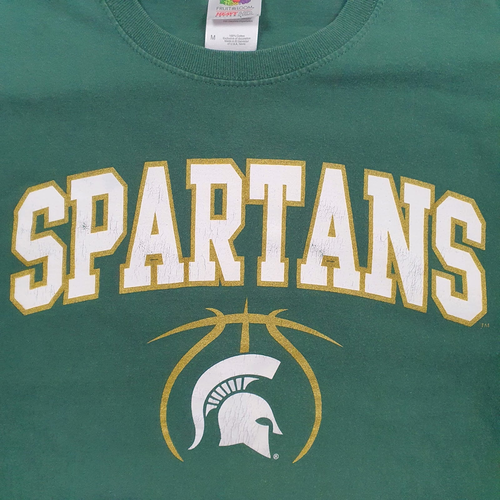 Mens Green Fruit Of The Loom Spartans  T Shirt