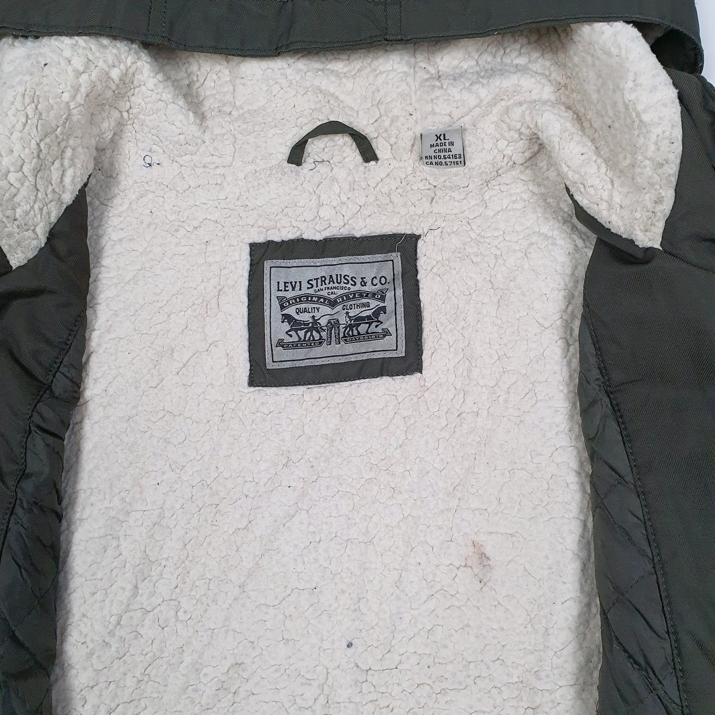 Womens Green Levis Sherpa Lined  Coat