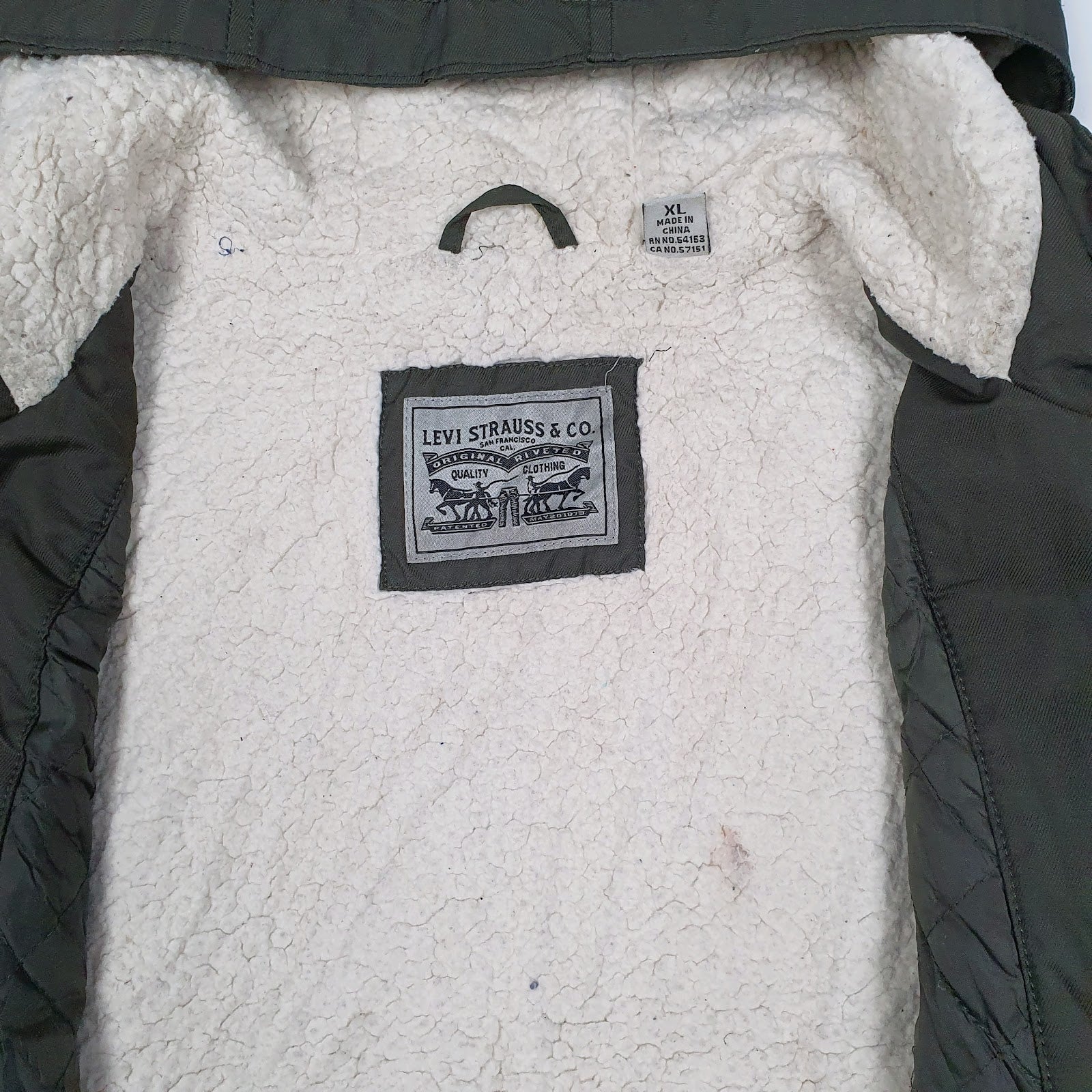 Womens Green Levis Sherpa Lined  Coat