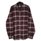 Mens Burgundy Eddie Bauer Heavyweight Plaid Flannel Long Sleeve Shirt