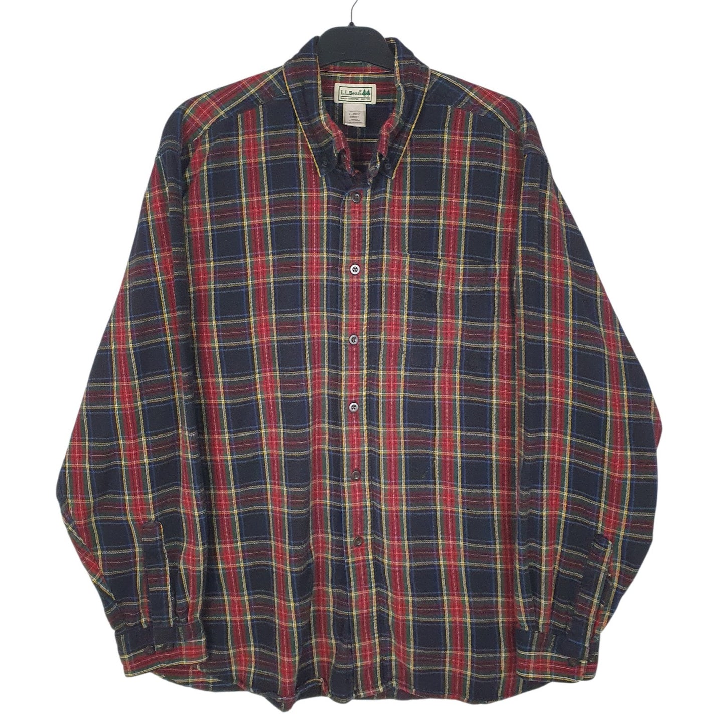 Mens Black L.L.Bean Flannel Long Sleeve Shirt