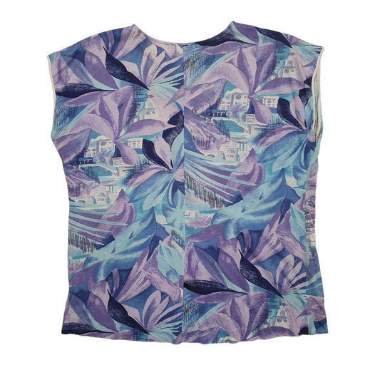 Womens Blue Unbranded Floral Blouse  T Shirt