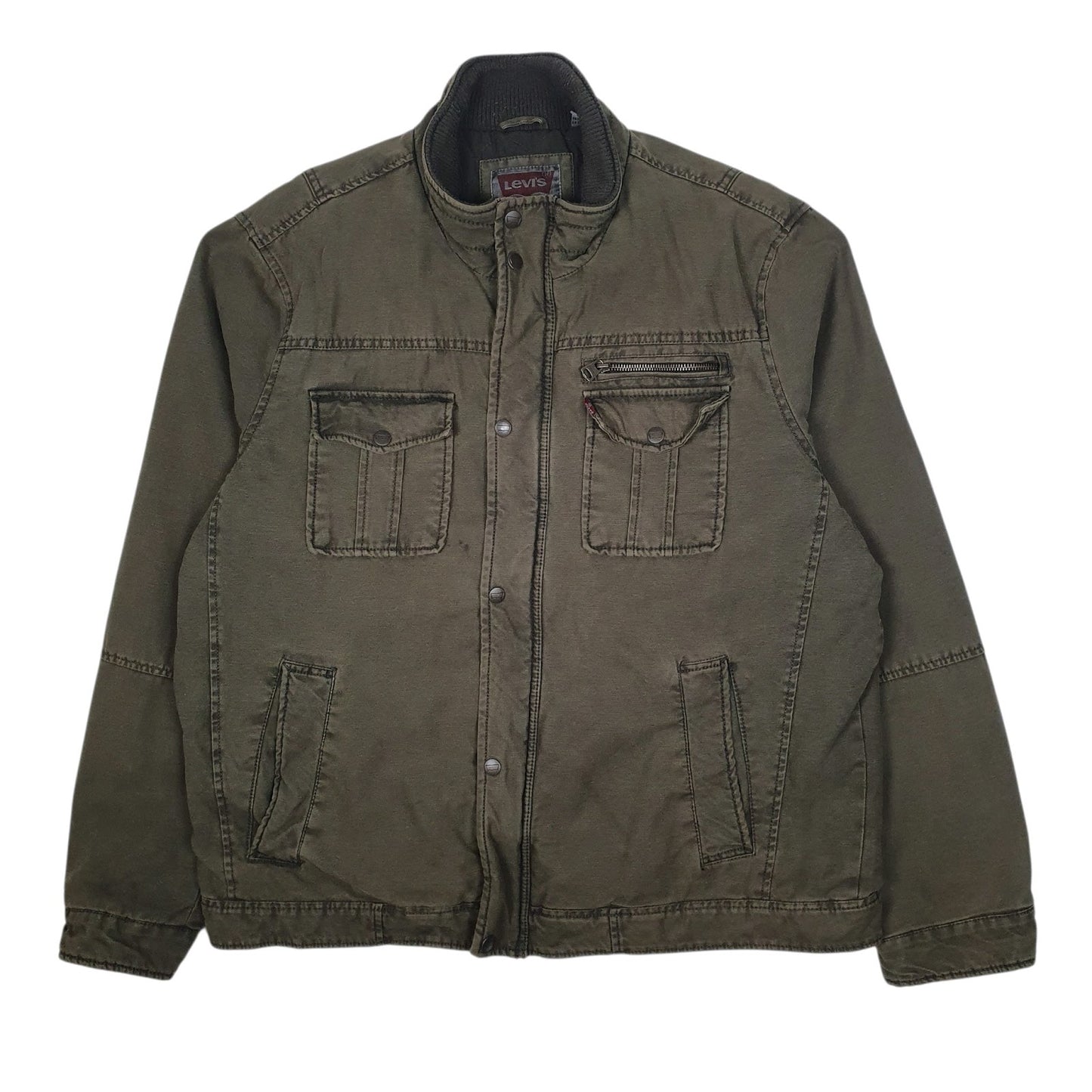 Mens Brown Levis Bomber Military Windbreaker Padded  Coat