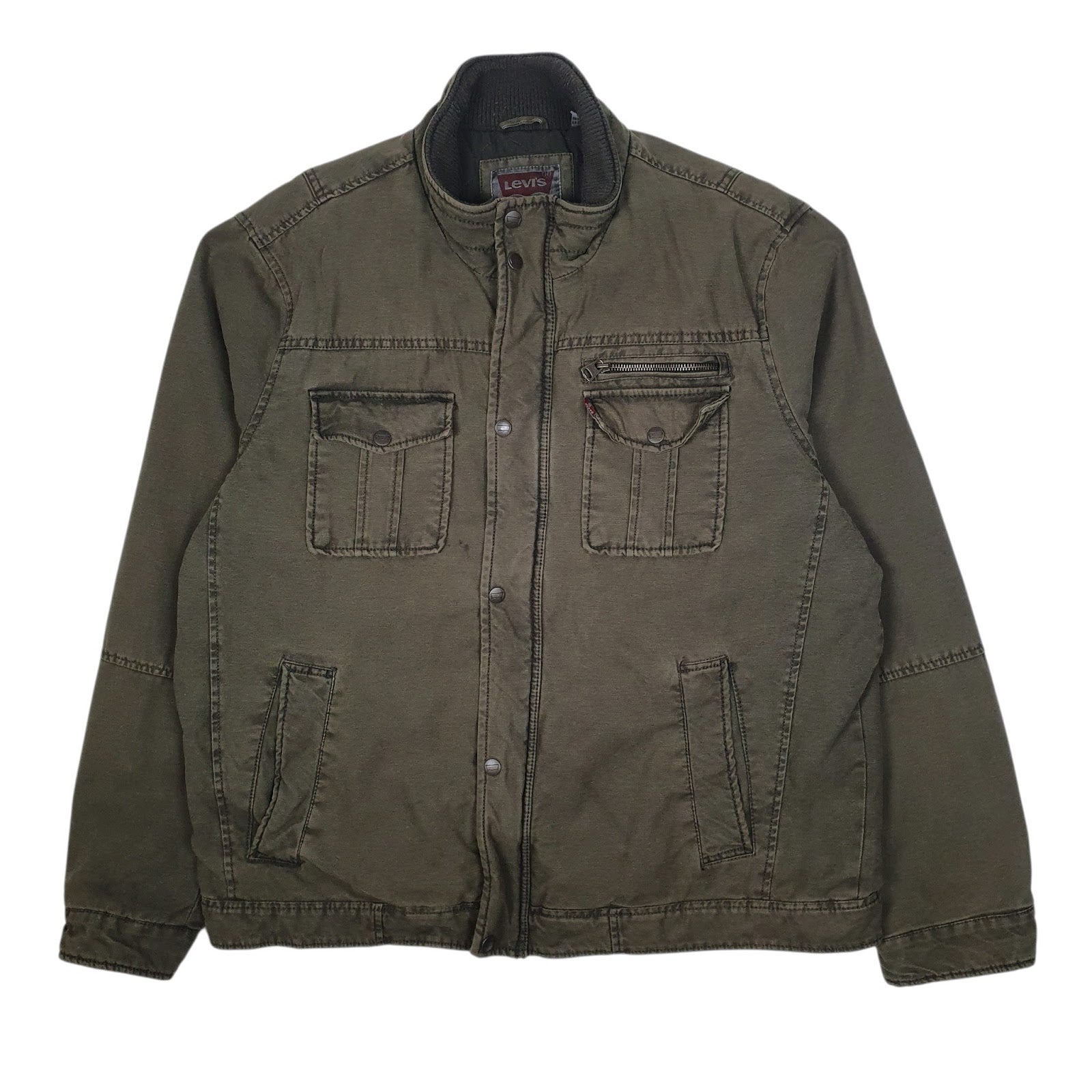 Mens Brown Levis Bomber Military Windbreaker Padded  Coat