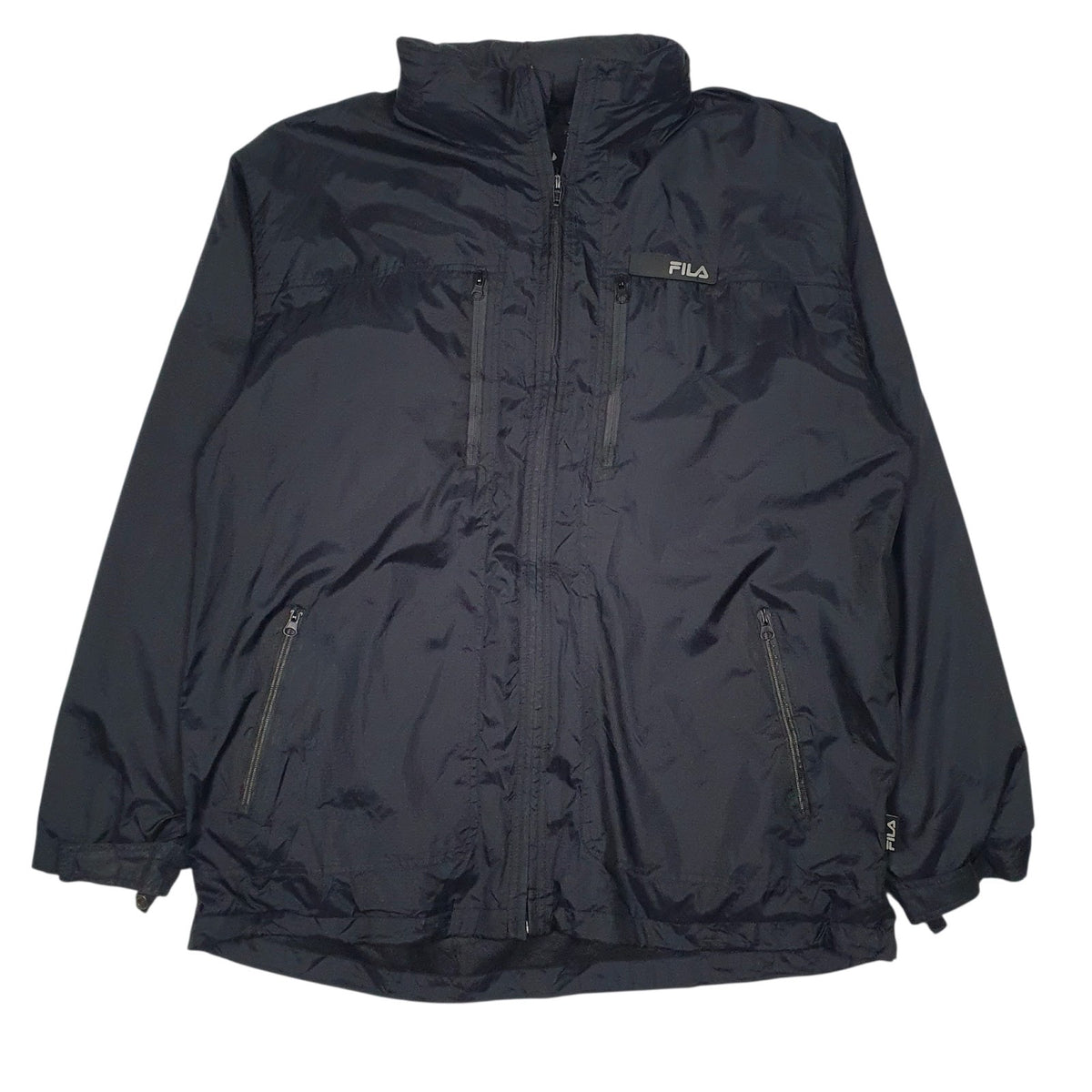 Mens Black Fila Hooded  Coat