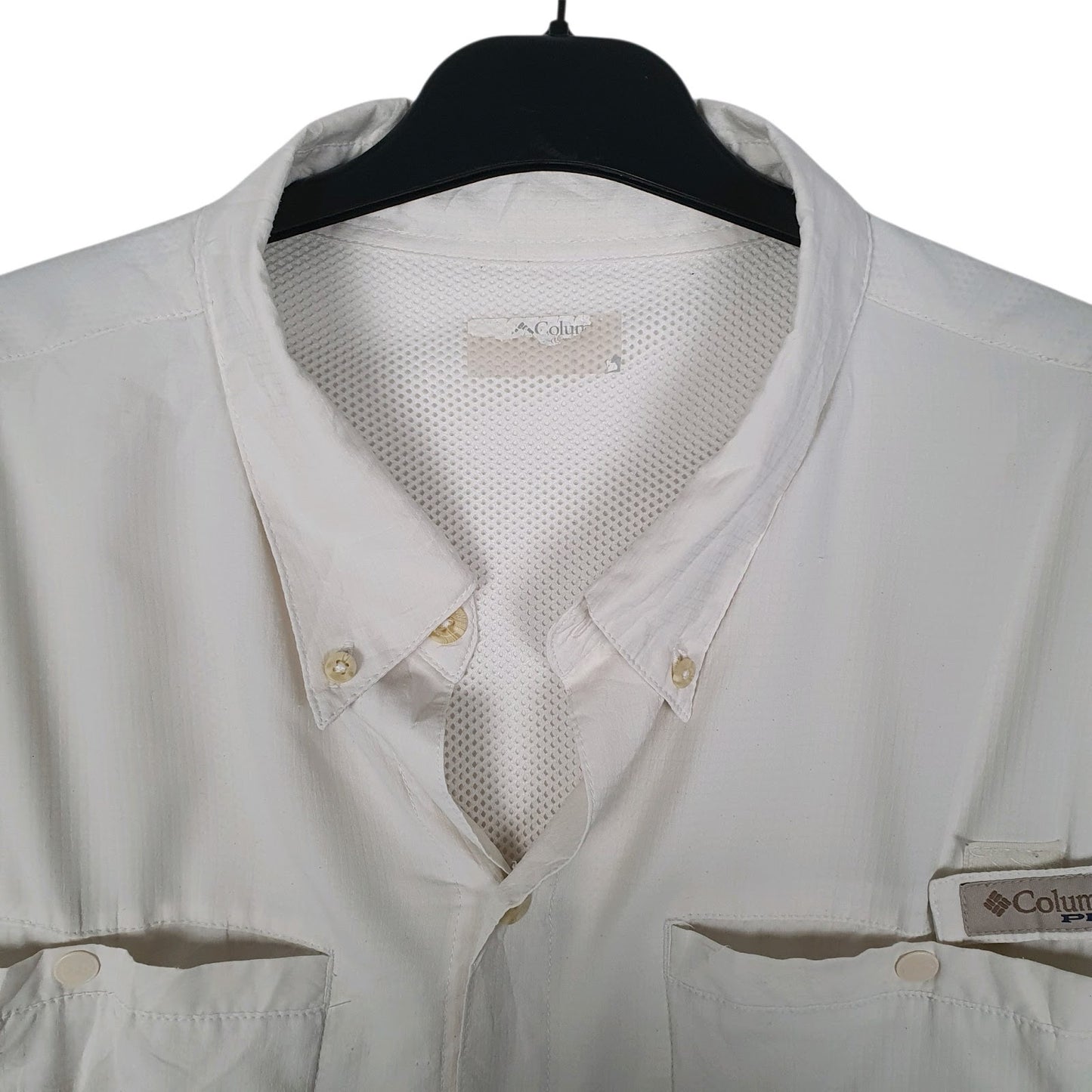 Mens White Columbia Sportswear Company PFG Fishing Omni Shade  Shirt