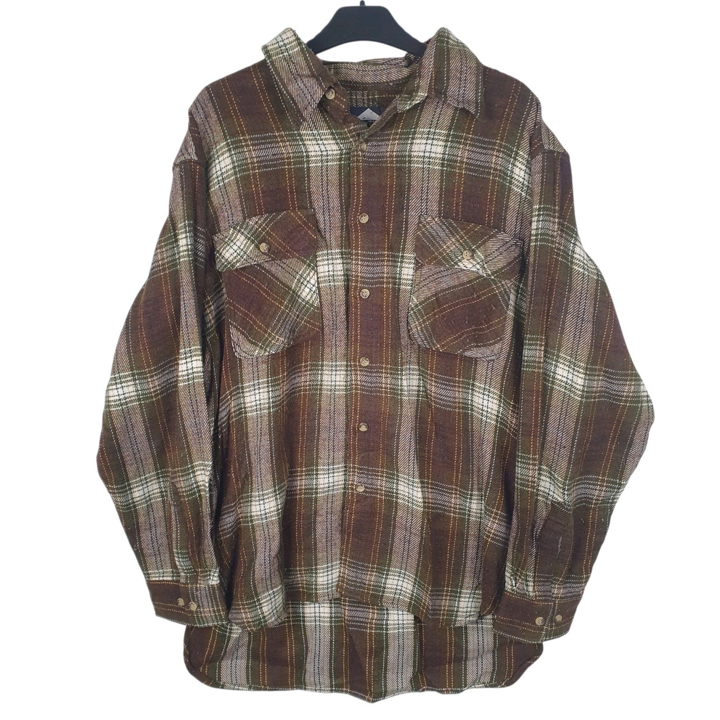 Mens Brown Guy Time Vintage Flannel Long Sleeve Shirt
