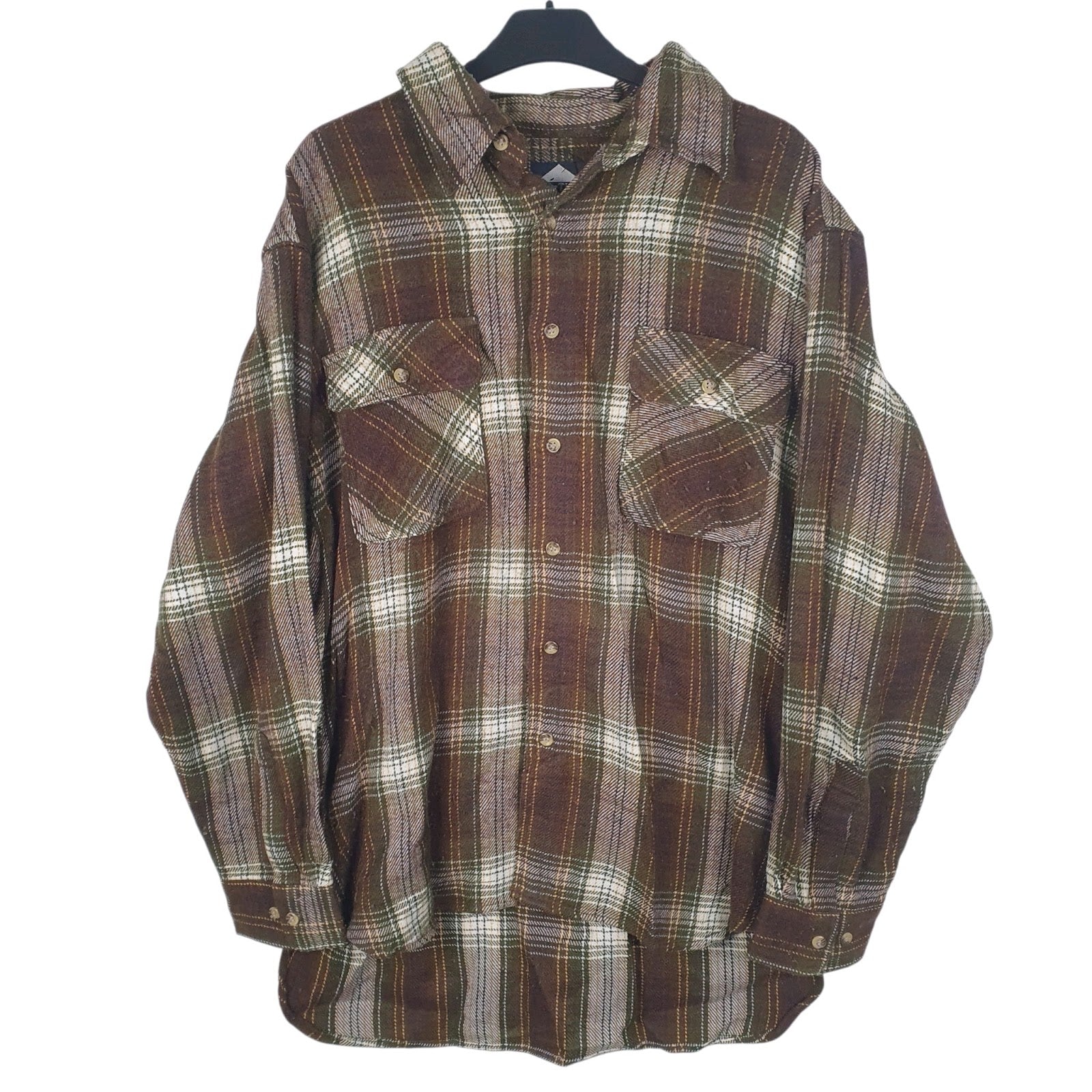 Mens Brown Guy Time Vintage Flannel Long Sleeve Shirt