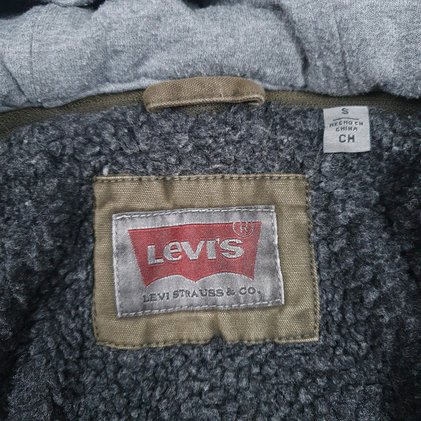 Mens Green Levis Sherpa Lined  Coat