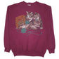 Mens Burgundy Tultex Graphic Vintage 90s Crewneck Jumper