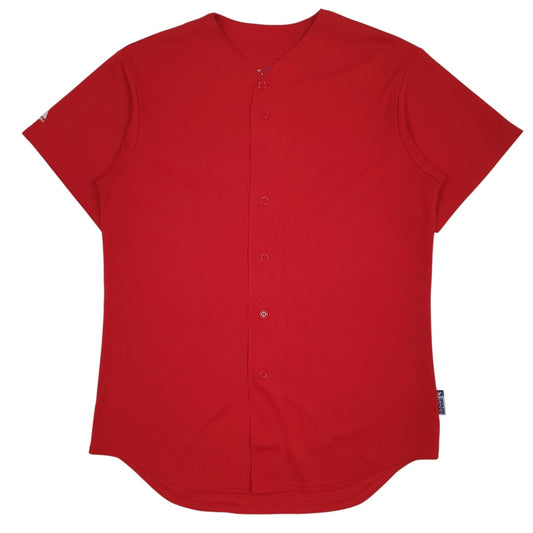 Mens Red Majestic Jersey Cool Base Short Sleeve T Shirt