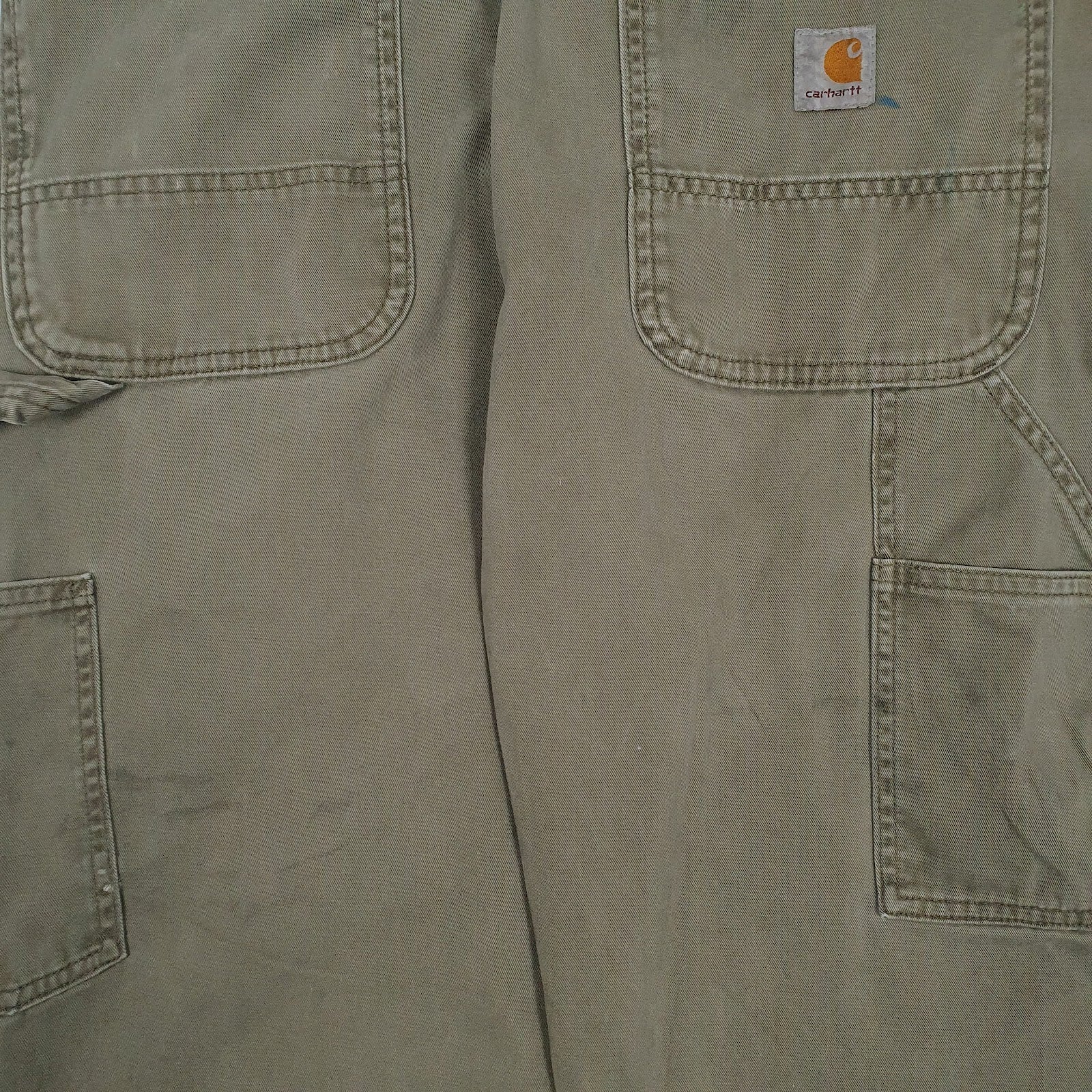 Mens Green Carhartt B324 ARG Workwear Full Zip Trousers