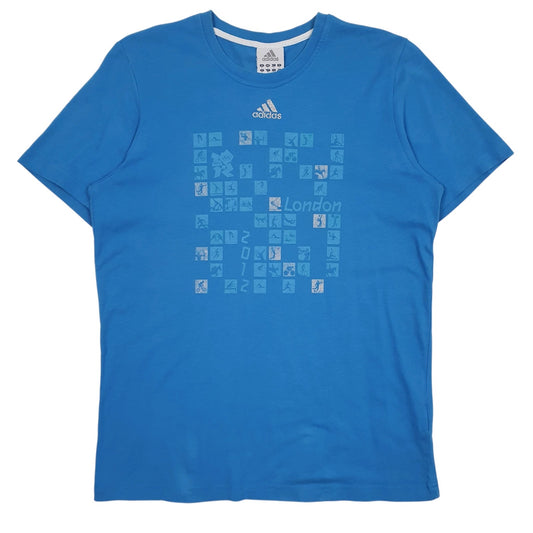 Mens Blue Adidas London 2012 Olympics Short Sleeve T Shirt