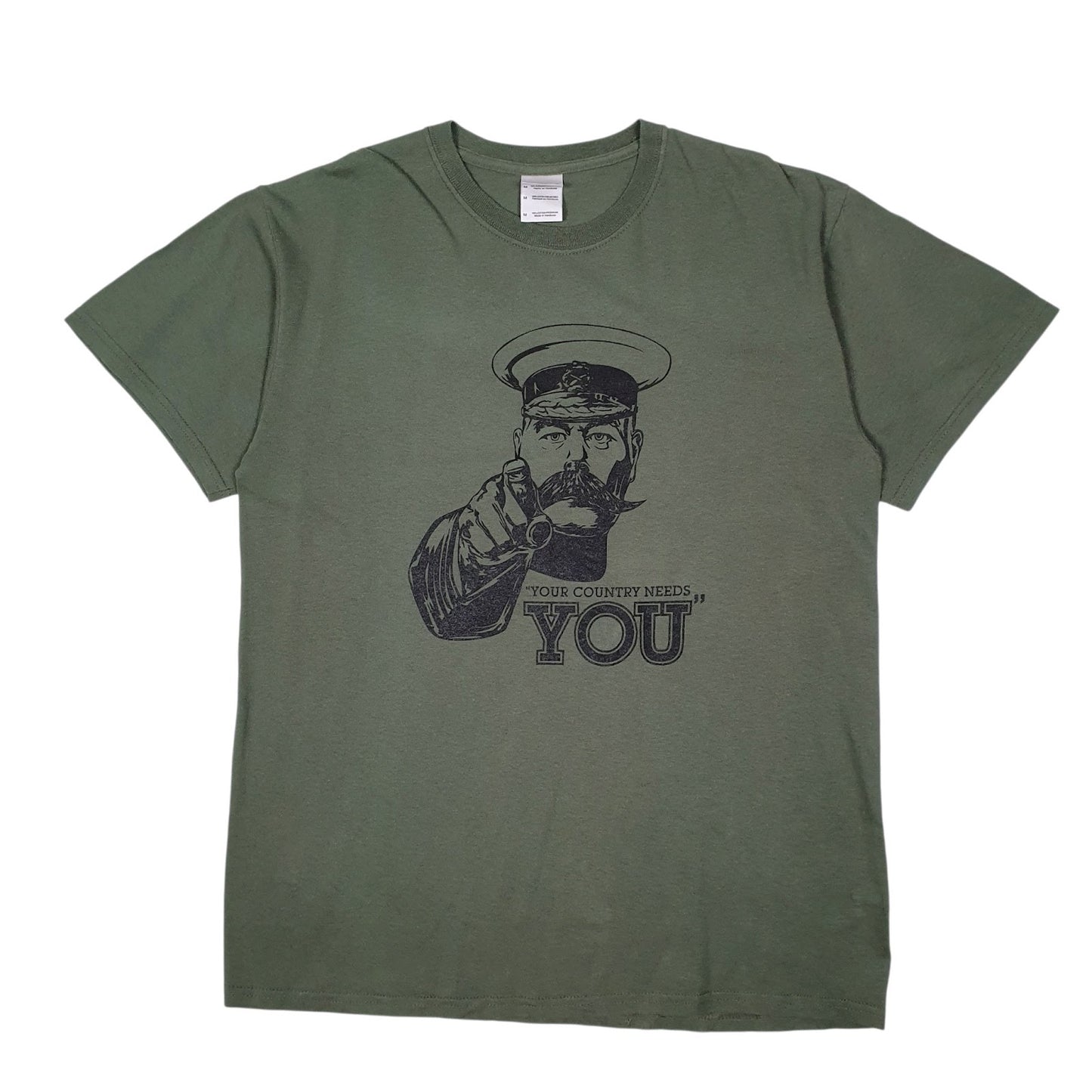 Mens Green Gildan UK WW2 Your Country Needs You Short Sleeve T Shirt