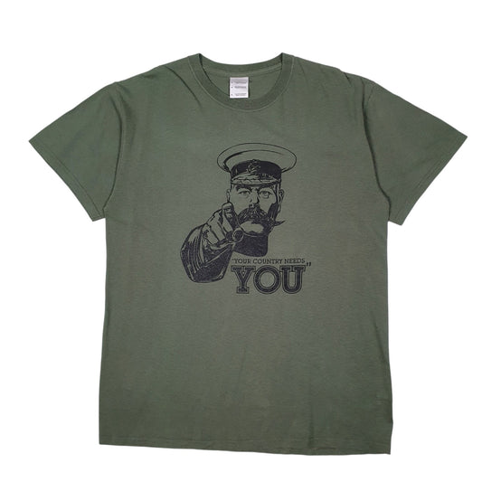Mens Green Gildan UK WW2 Your Country Needs You Short Sleeve T Shirt