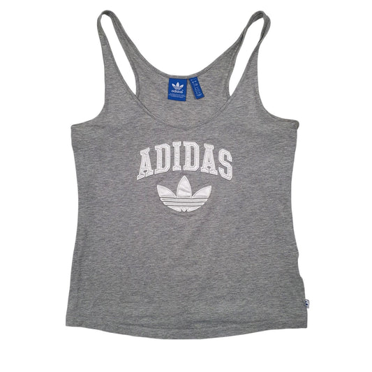 Womens Grey Adidas Vest Spellout Short Sleeve T Shirt