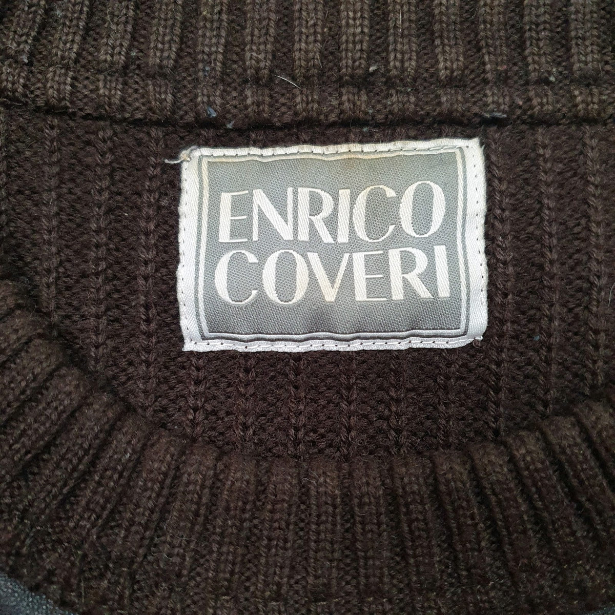 Mens Brown Enrico Coveri Knit Crewneck Jumper