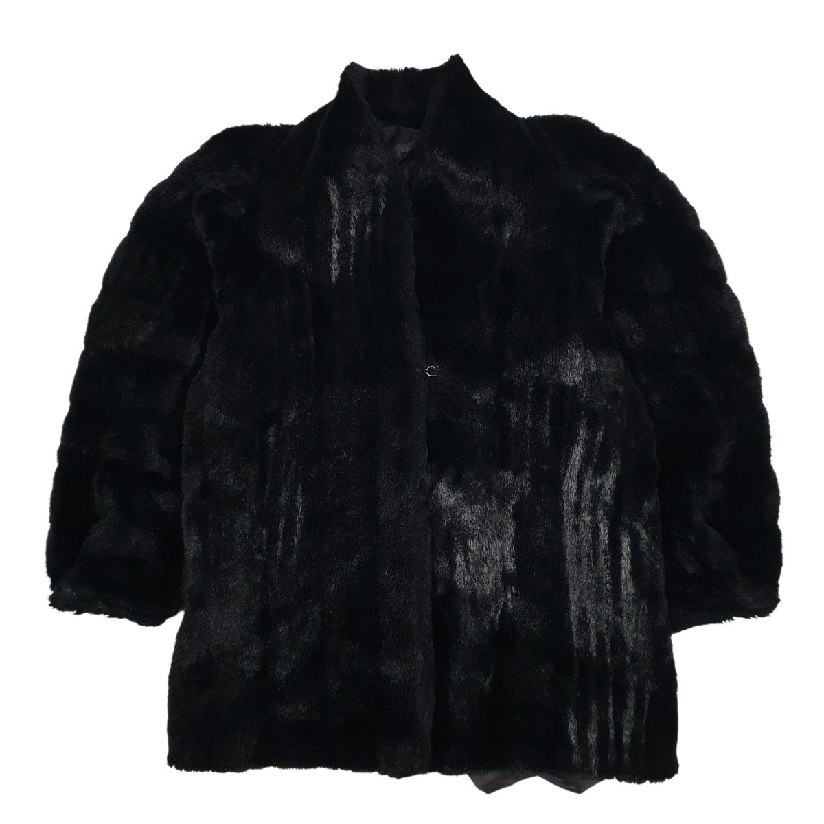 Womens Black Unbranded Faux Fur Fluffy  Coat