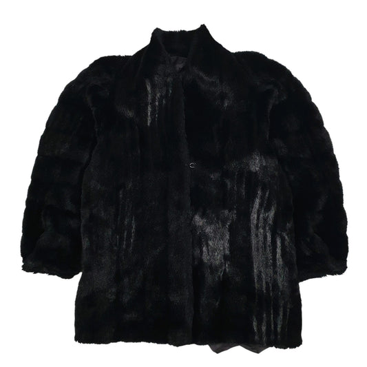 Womens Black Unbranded Faux Fur Fluffy  Coat